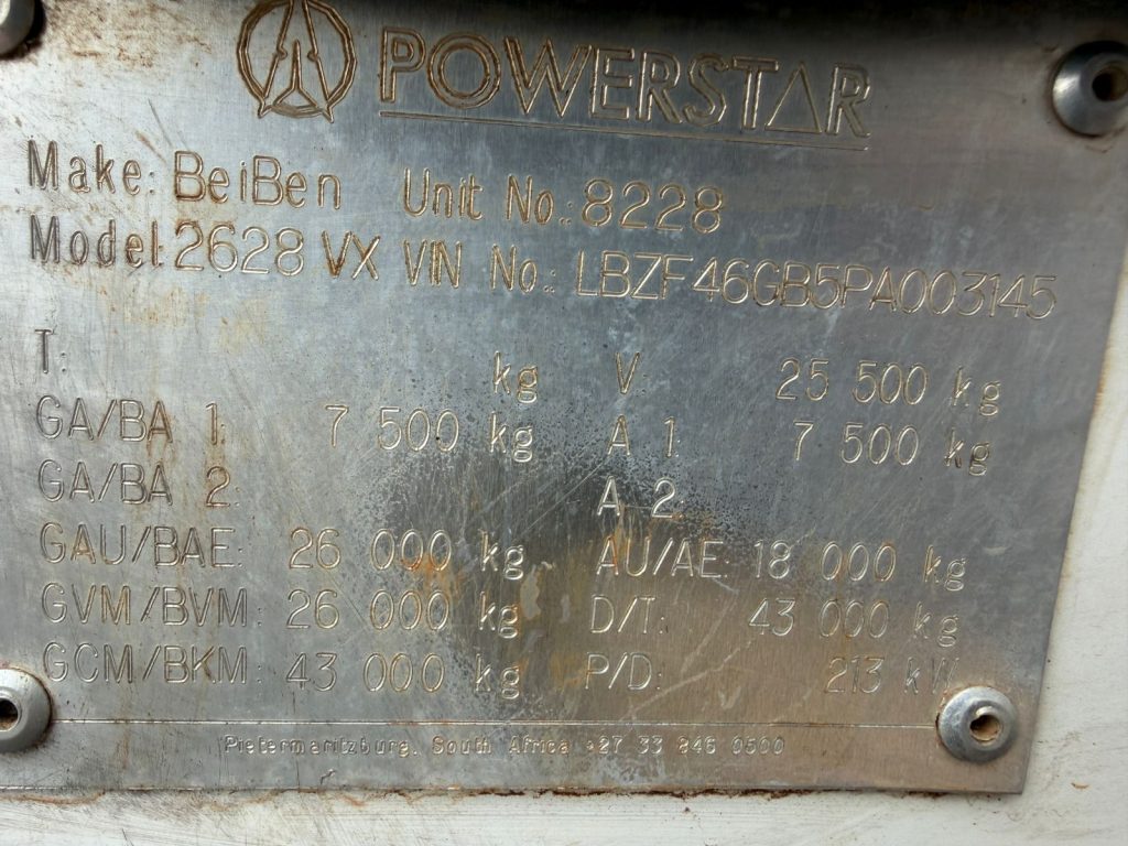 2023 POWERSTAR VX2628 18000L WATER BOWSER TRUCK